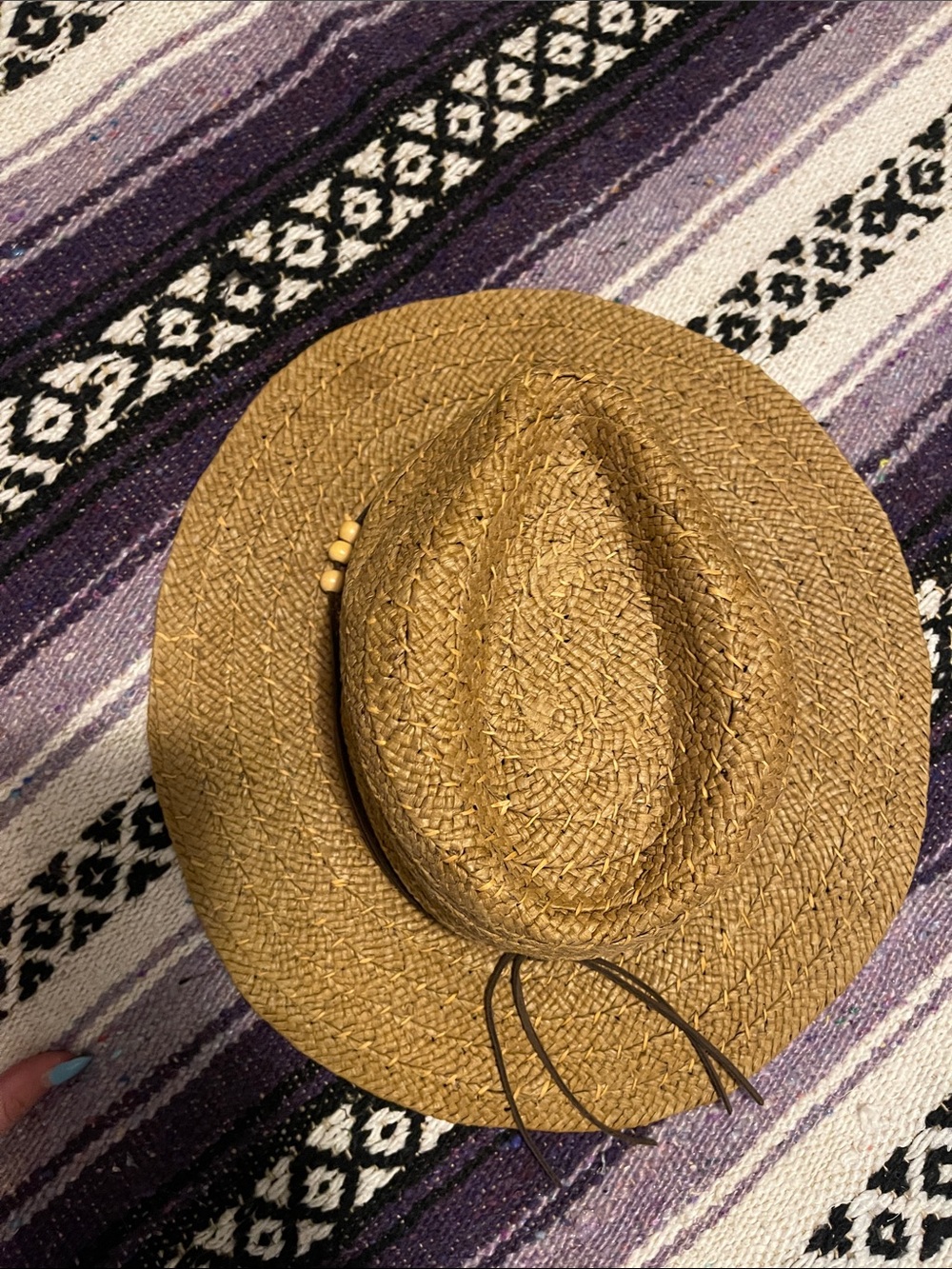 ROXY- Straw Fedora Hat in Brown with Leather Band & BEADS - Picture 5 of 8